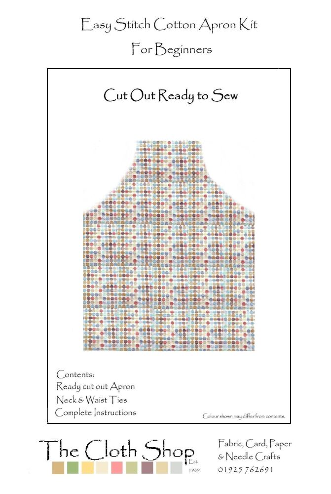 Apron Ready To Sew Beginners Sewing Kit - Geometric | One Size Pre-Cut Fabric & Pocket
