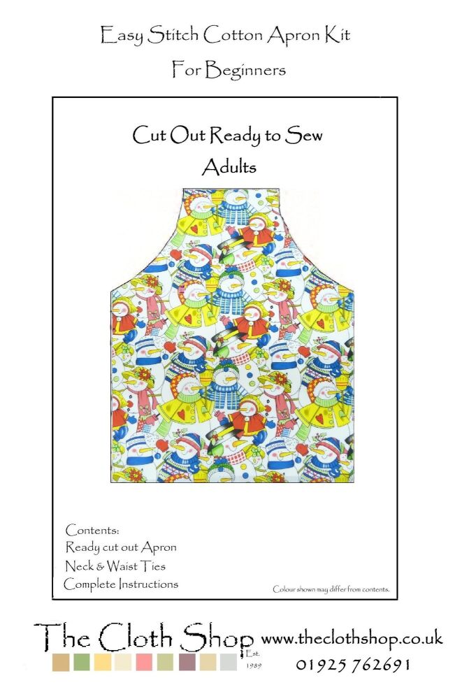 Christmas Apron Ready To Sew Beginners Sewing Kit |  Adult One Size Pre-Cut Fabric & Pocket