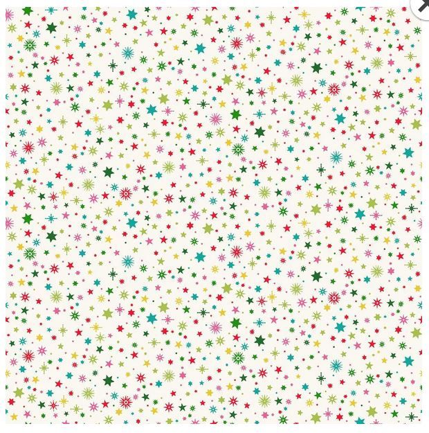 Christmas Coloured Stars Quilting Fabric | Makower Brights Starlight 022_W Sold in FQ, 1/2m, 1m Lengths