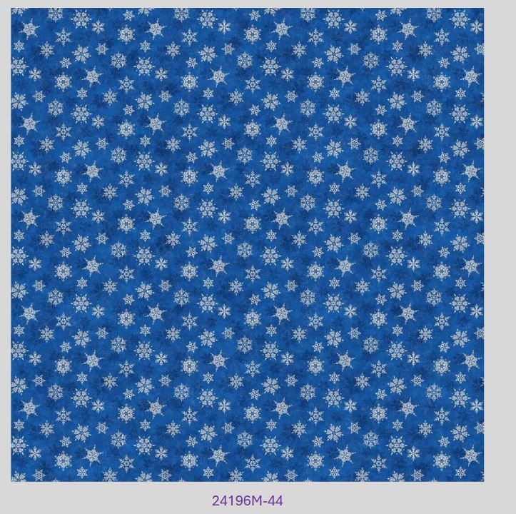 Blue Shimmerfrost Christmas Quilting Fabric | 24196M-44 Sold in FQ, 1/2m, 1m Lengths