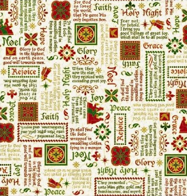The Nativity Calligraphy Christmas Quilting Fabric | 1649 Sold in FQ, 1/2m, 1m Lengths