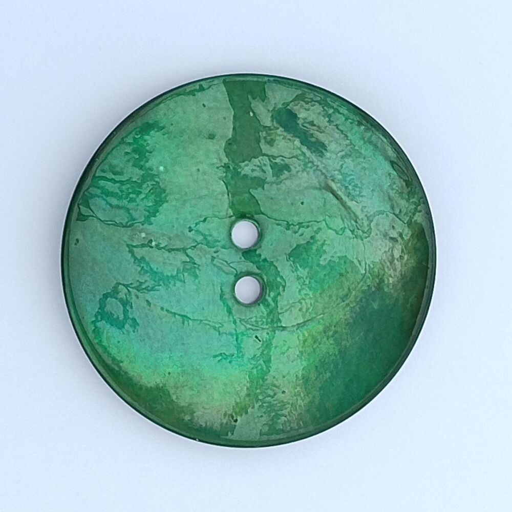 Large Emerald Green Sea Shell Buttons 34mm x 4  Buttons - Hand made. X470-Em-54L_FREE DELIVERY