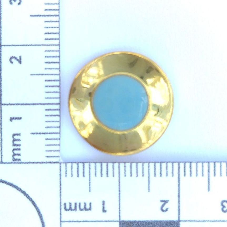 Gold and Sky Blue Dress Buttons 18mm x 5_Buttons_ 230674-BL-18.  FREE DELIVERY