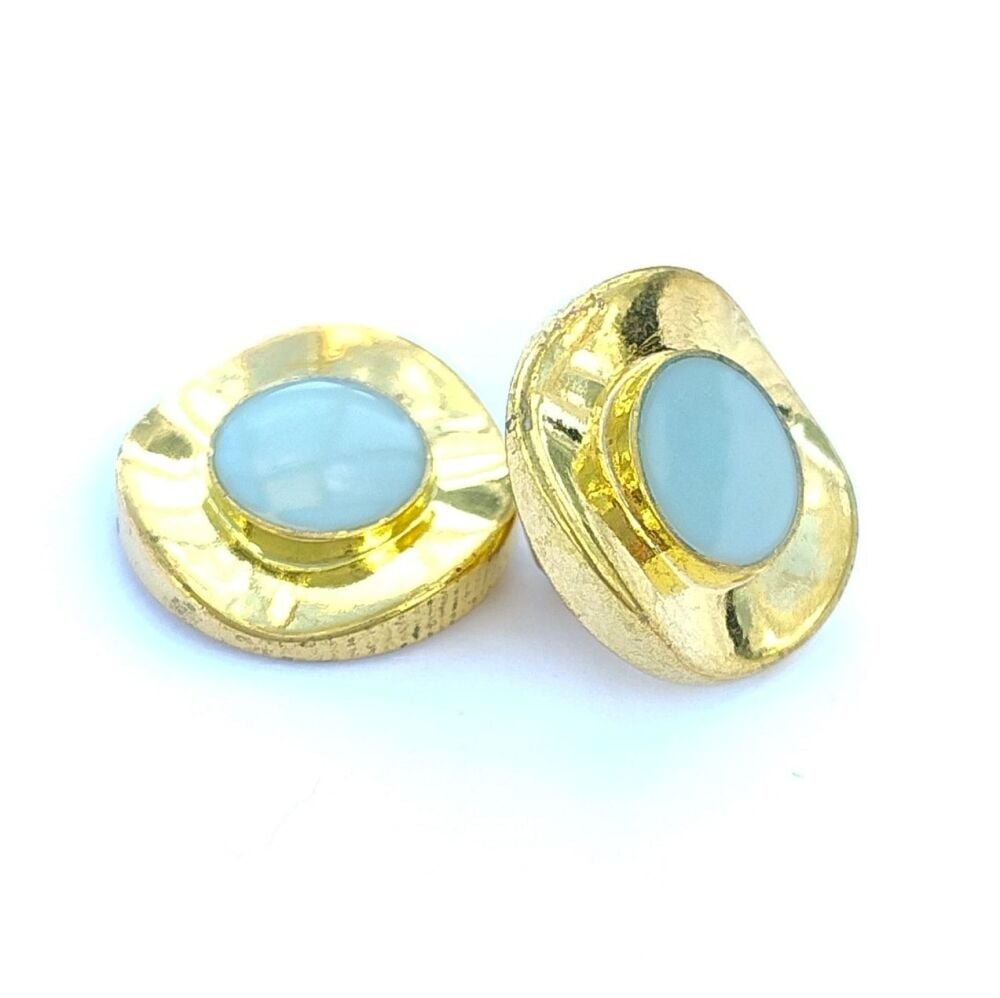 Gold and Sky Blue Dress Buttons 18mm x 5_Buttons_ 230674-BL-18.  FREE DELIVERY