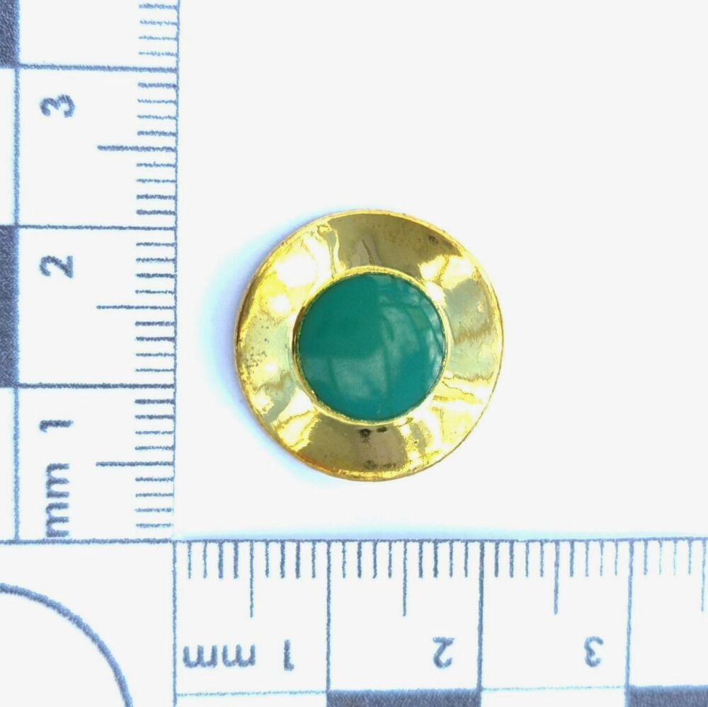 Gold and Emerald Green Dress Buttons 18mm x 5_Buttons_ 230674-Gr-18.  FREE DELIVERY