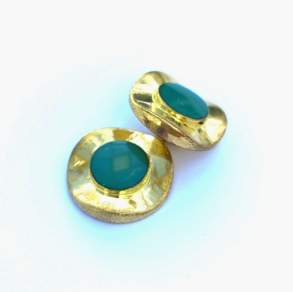 Gold and Emerald Green Dress Buttons 18mm x 5_Buttons_ 230674-Gr-18.  FREE DELIVERY