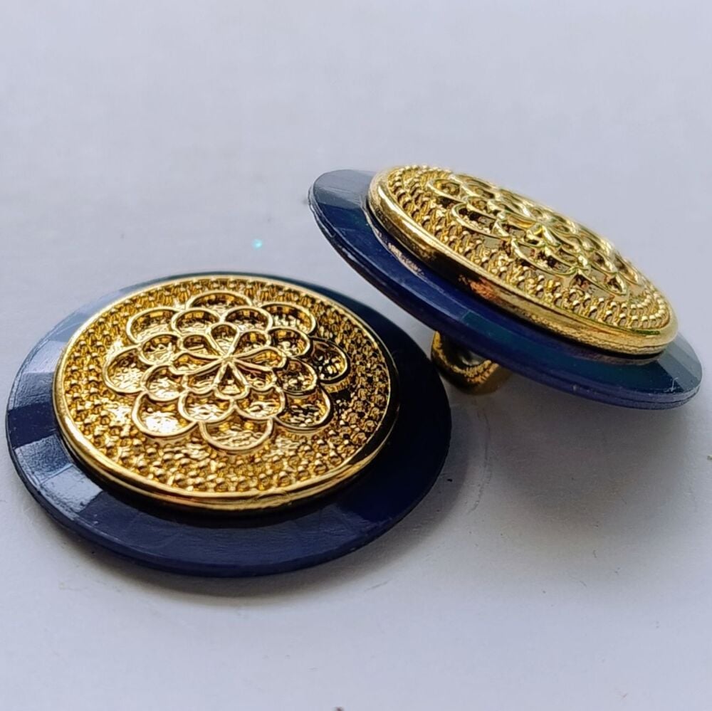 Navy and Gold Plated Jacket Buttons 18mm x 5_Buttons_ 280532. FREE DELIVERY