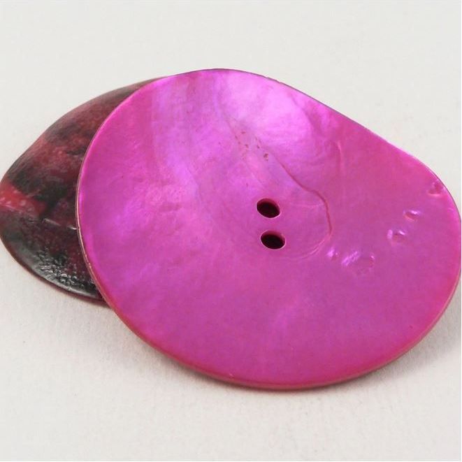 Cerise Pink Sea Shell Buttons 18mm x 5 - Handmade - X470-R277-28L_FREE DELIVERY!