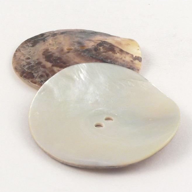 Large Natural Sea Shell Buttons 34mm x 4  Buttons - Hand made. X470-R300-54L_FREE DELIVERY