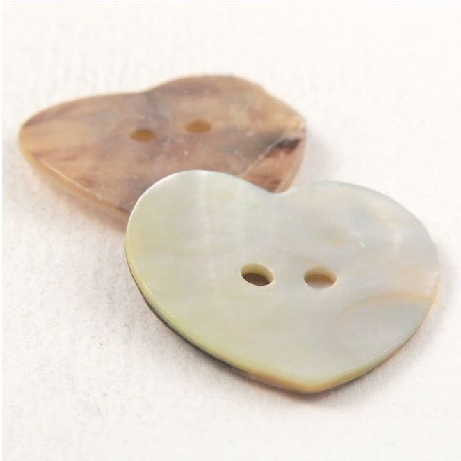 Heart Shaped Natural Sea Shell Buttons_15mm x 5 Buttons_Hand Crafted Buttons_X795-R300-24L_FREE DELIVERY