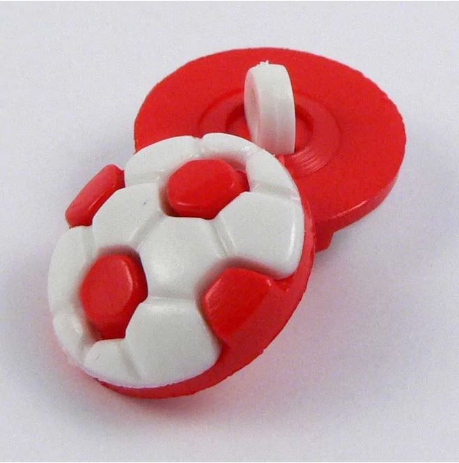 Football Buttons - Red & White x 10 Buttons_CN20-R_FREE DELIVERY