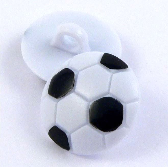 Football Buttons - Black & White 15mm x 10 Buttons_CN20-B_FREE DELIVERY