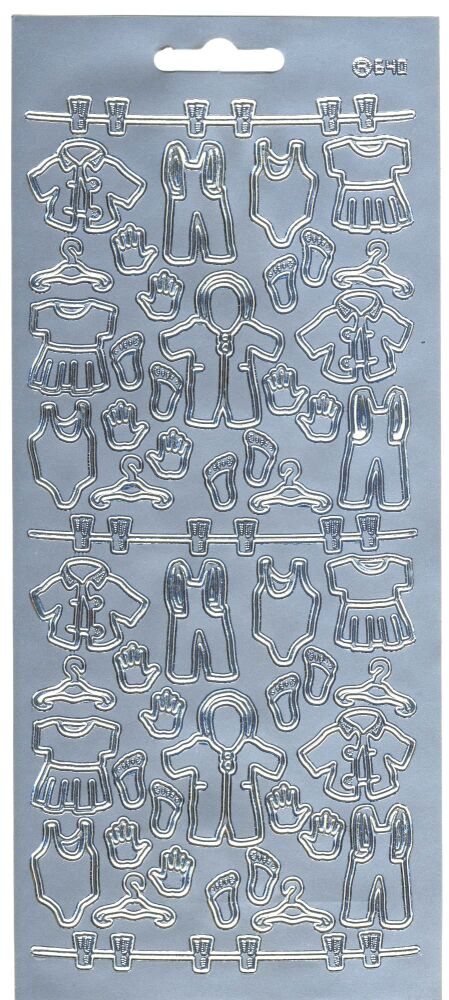 Baby Clothes - Silver Peel Off Stickers - Card Making / Scrapbooking 1.4001