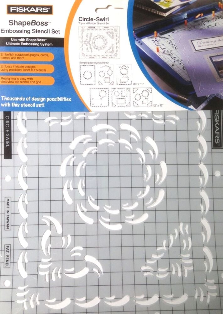 Card Craft - Swirl Circles Embossing Stencil - Shapeboss - Fiskars 5611