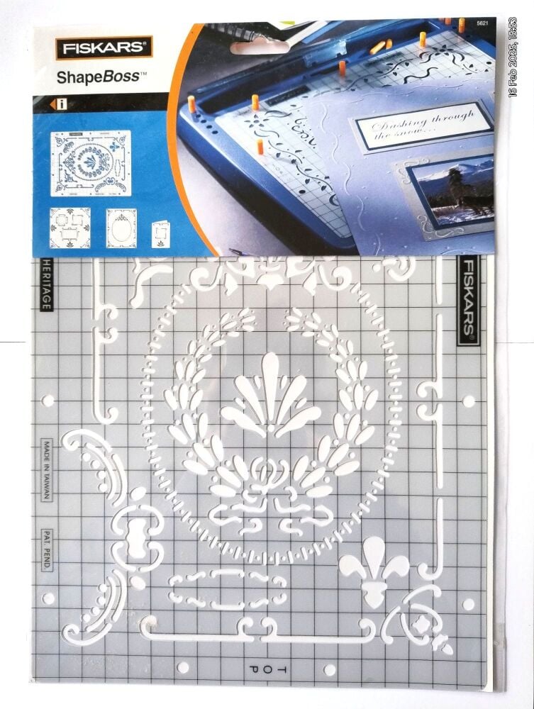 Card Craft - Heritage Embossing Stencil - Shapeboss - Fiskars 5621