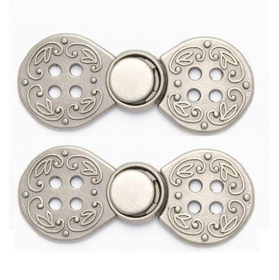 Norwegian Cardigan Clasp Fasteners - Silver CX38 - Two Pairs - FREE DELIVERY