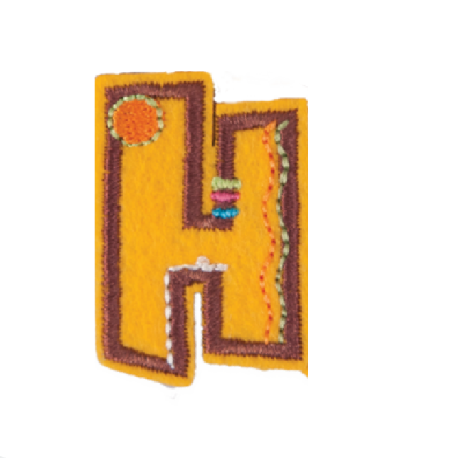 Childrens Numbers Embroidered Fabric Iron On Applique Motif _Letter H