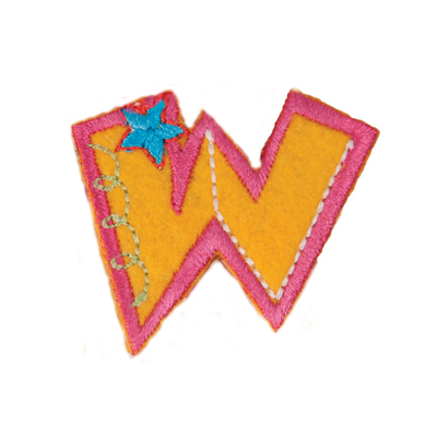 Childrens Numbers Embroidered Fabric Iron On Applique Motif _Letter W
