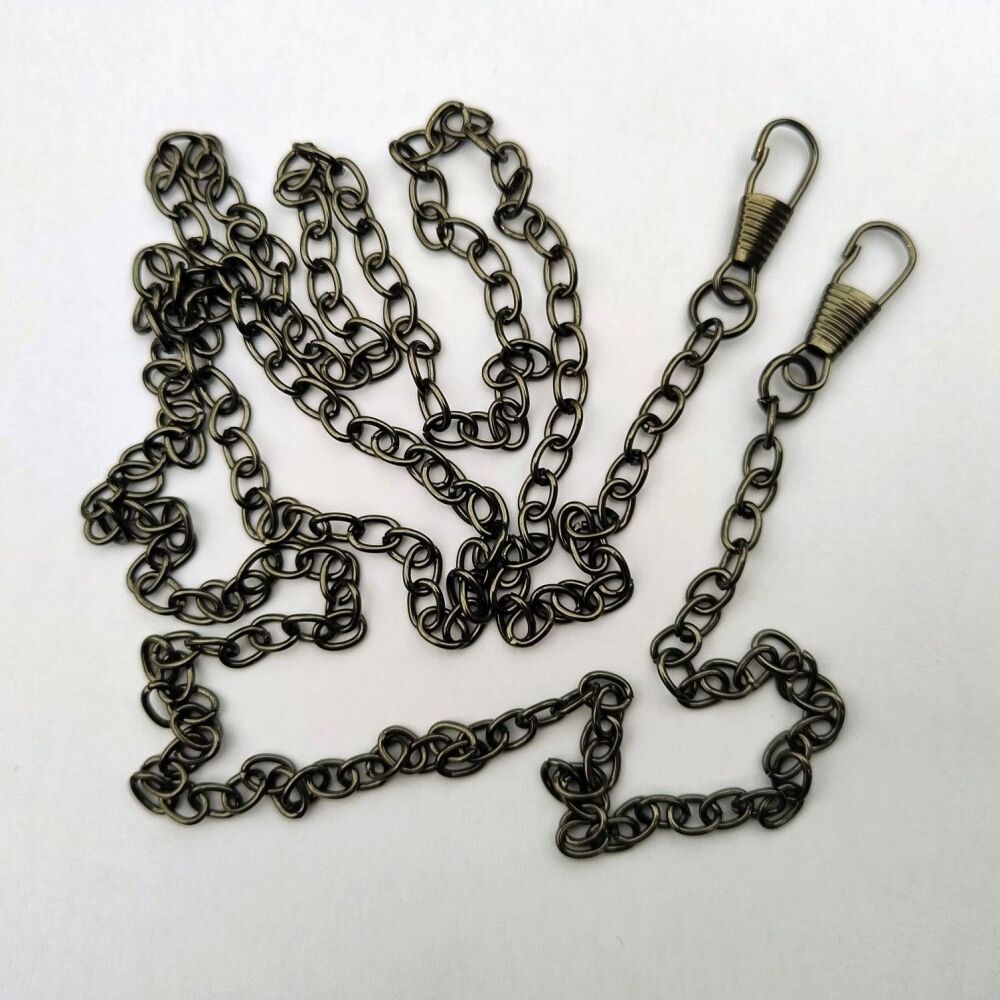 Bag Metal Chain Strap with Clip On Hook Fasteneings - Black - 120cm Long