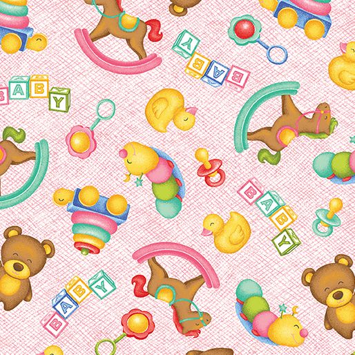 A Miracle In Pink - Toys - Pink Nursery Fabric - 74cm x 112cm Piece - 1025-01 - LAST CHANCE