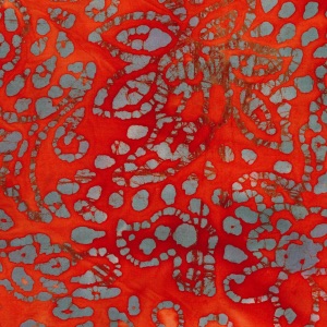 Artisan Orange/Grey Printed Hand Dyed Batik 100% Cotton Metre length upwar