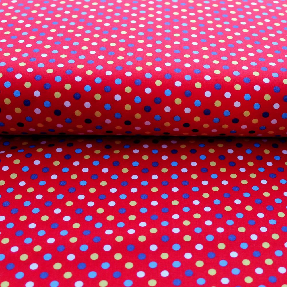 Multi Coloured Red Dots Cotton Print