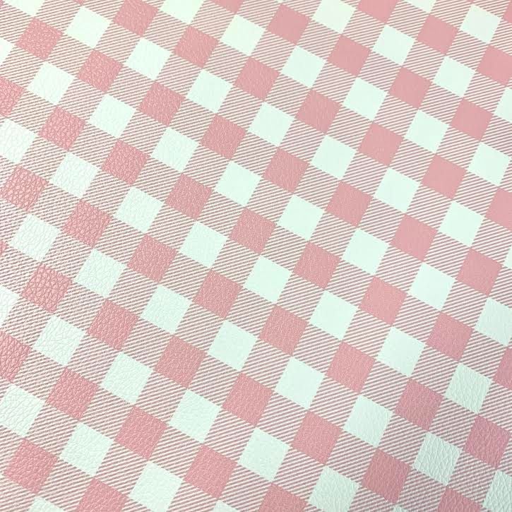Pink Gingham Printed Faux leather