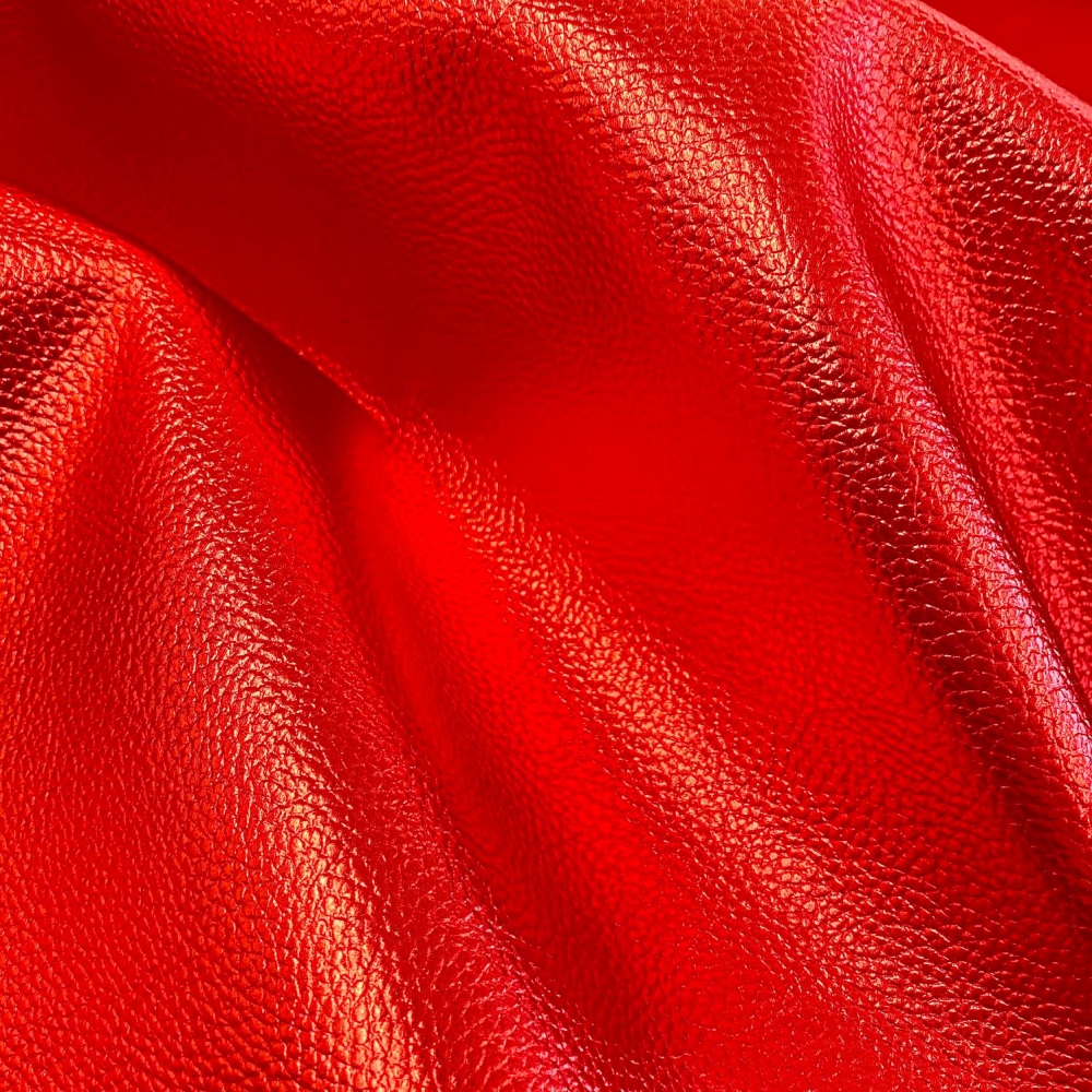 Red Faux Metallic Faux Leather