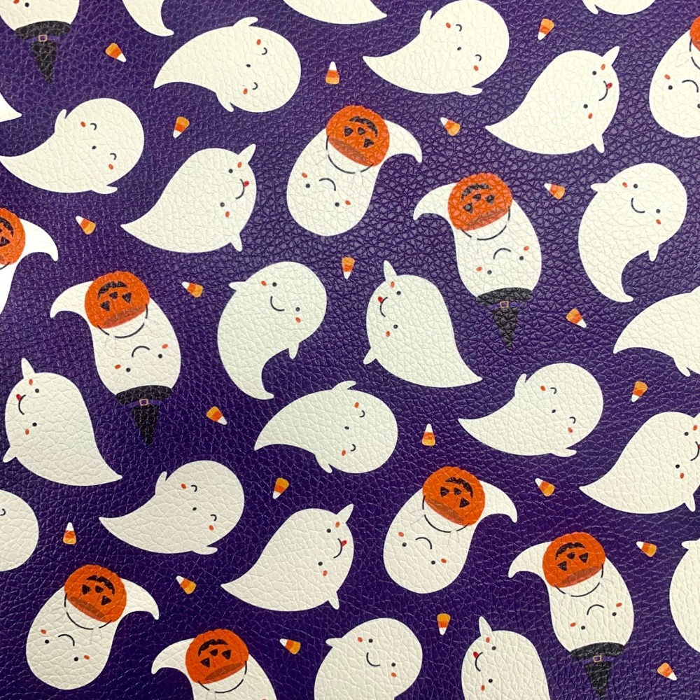Halloween Ghost  Printed Faux Leather 