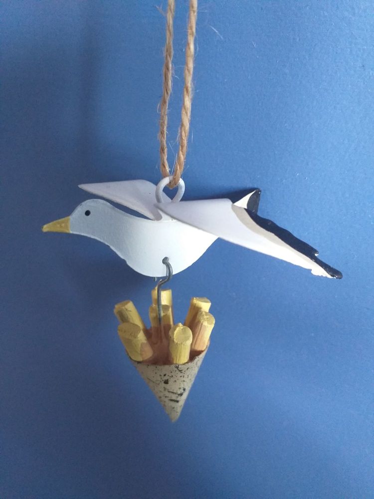 Metal Seagull Stealing Chips