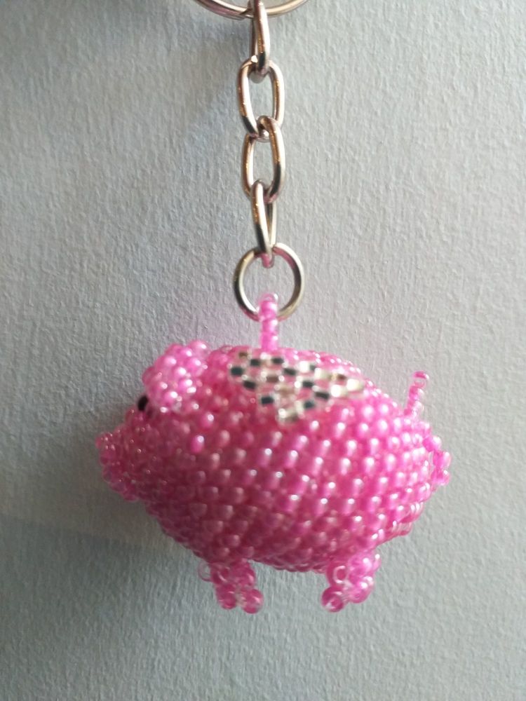 Beaded Keyring - Flying Pig