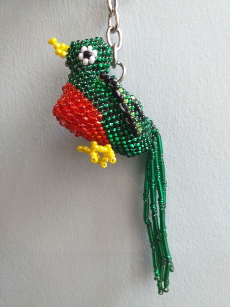 Beaded Keyring - Quetzal Bird