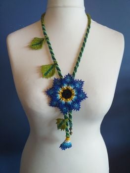 Beaded Rope Flower Necklace - Design 3