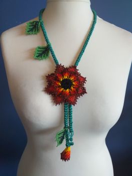 Beaded Rope Flower Necklace - Design 5
