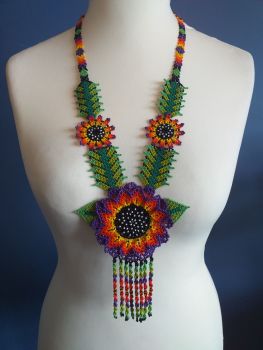 Beaded  Flower Necklace - Design 1