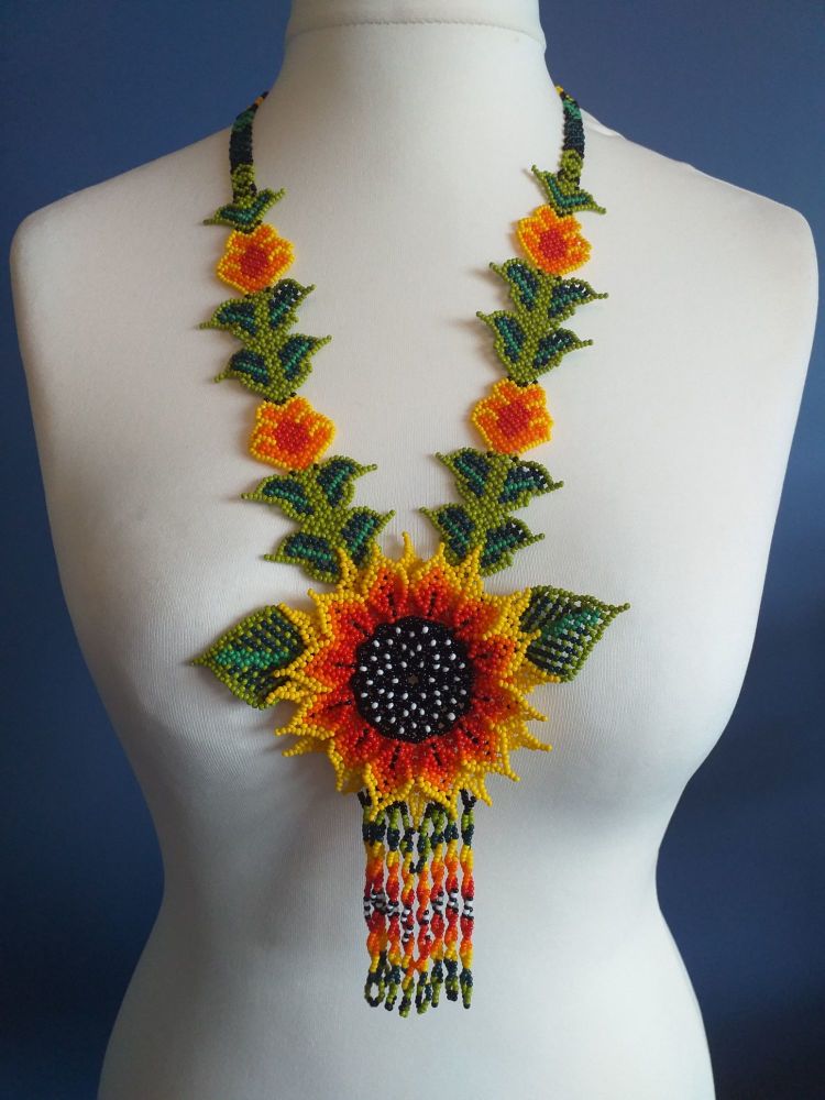 Beaded  Flower Necklace - Design 2