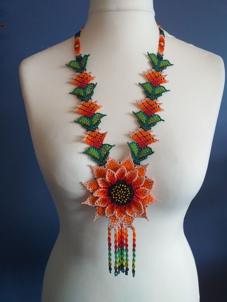 Beaded  Flower Necklace - Design 4