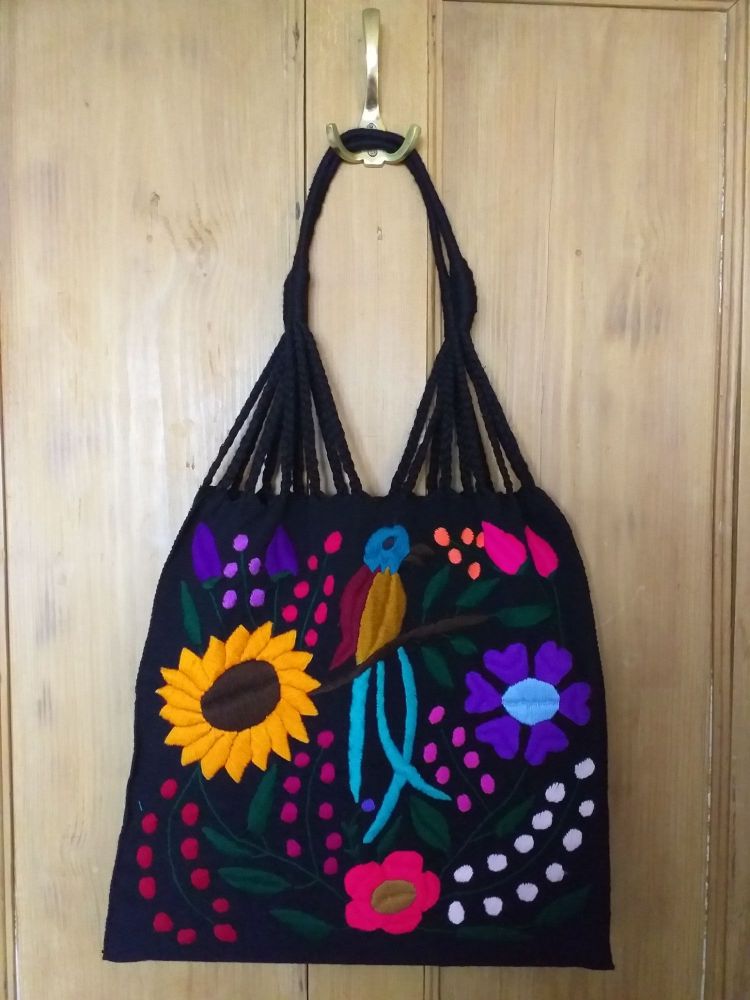Embroidered Mexican Bag - Black