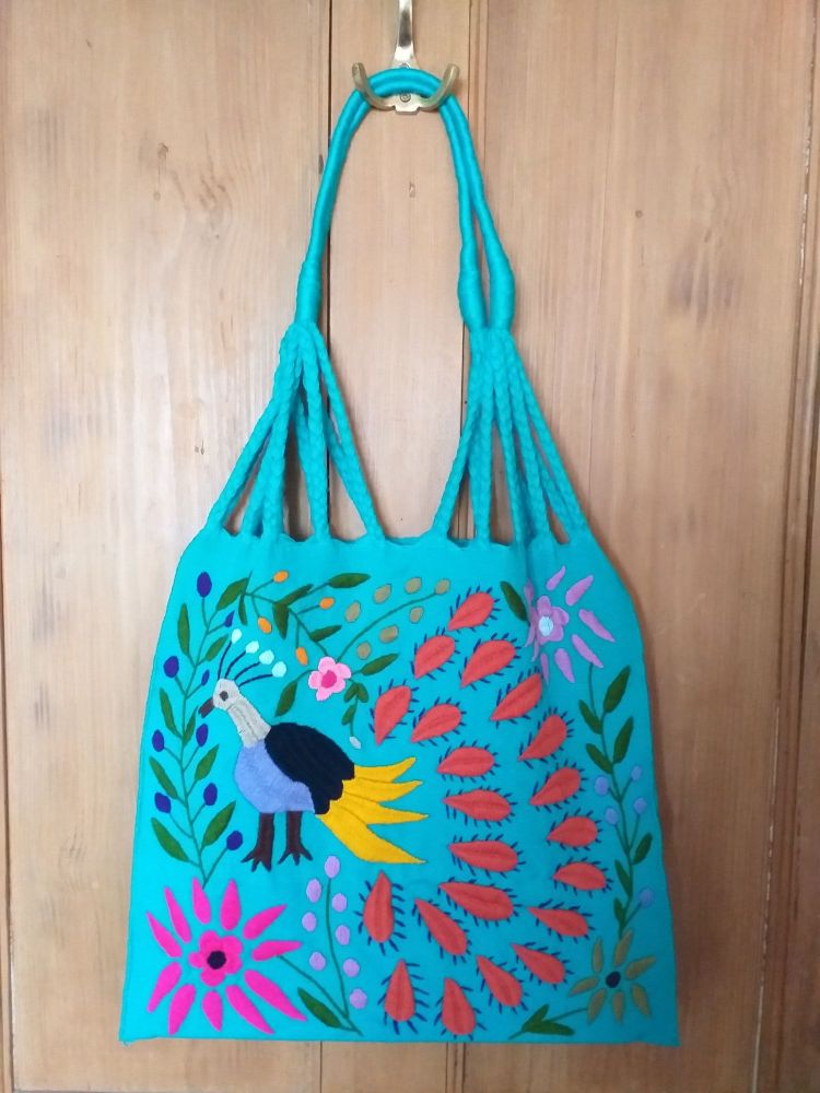 Embroidered Mexican Bag - Light Jade