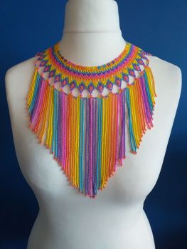 Rainbow Single Bead Strand Collar Necklace