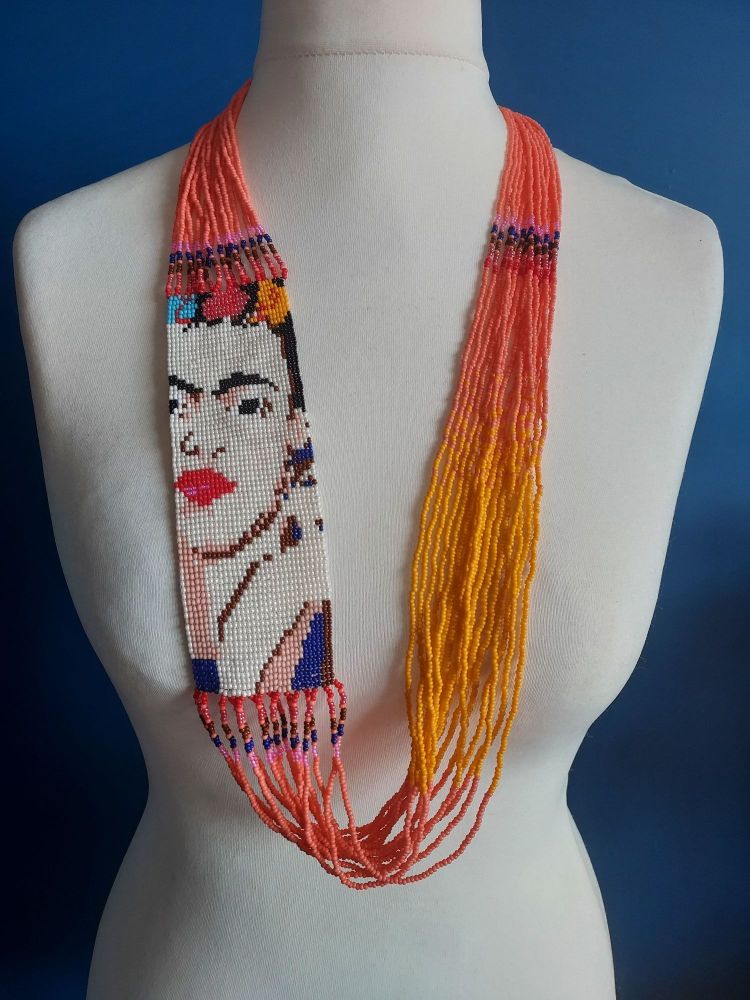 Orange & Coral Frida Beaded Necklace