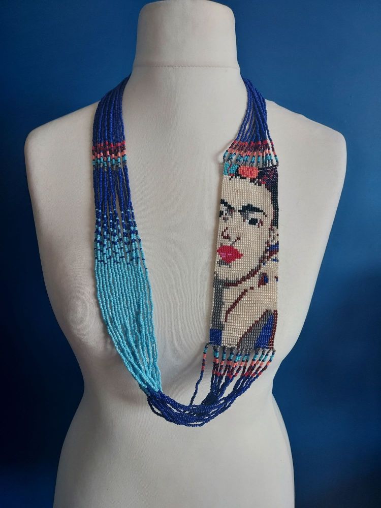 Blue Frida Beaded Necklace