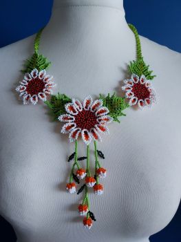 Shorter Length Beaded Necklace - White 2