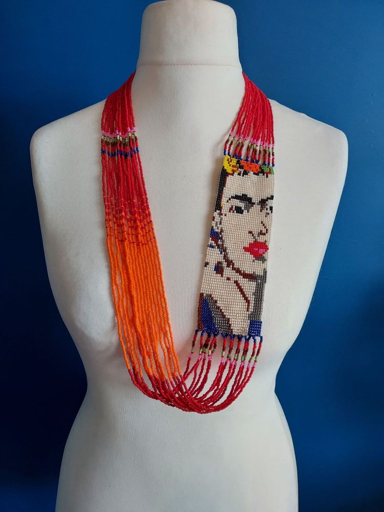 Frida Beaded Necklace - Red