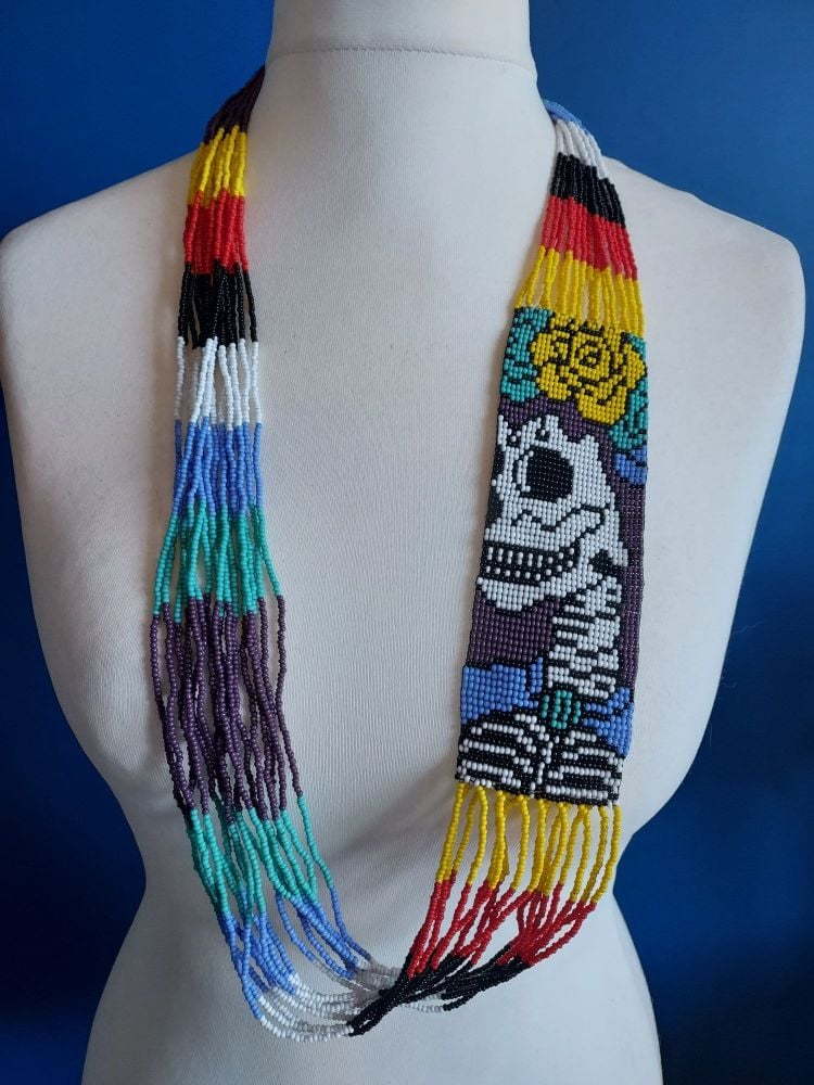 Day of the Dead Skull Beaded Necklace - 2