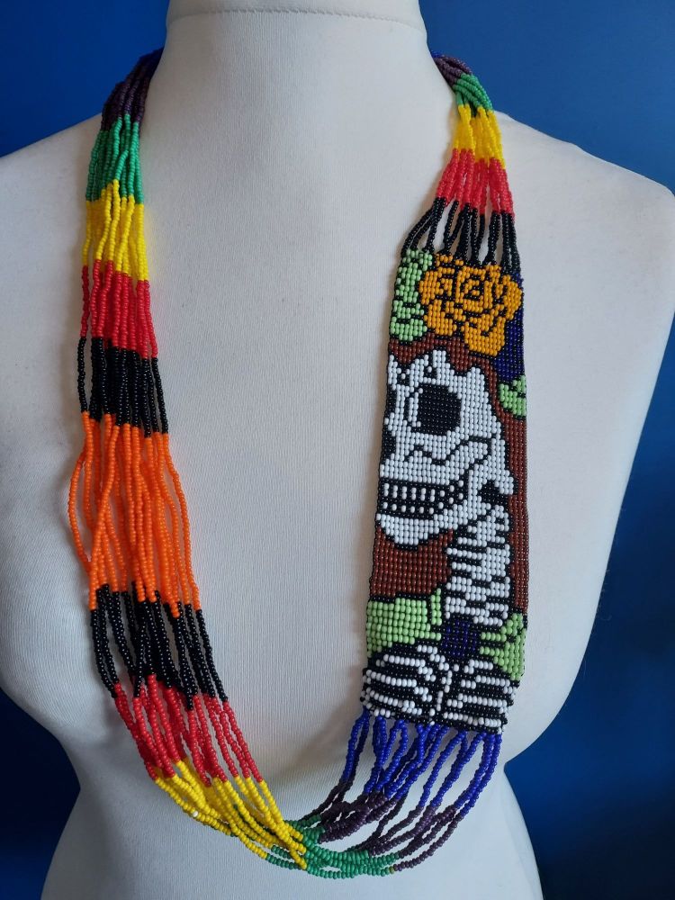 Day of the Dead Skull Beaded Necklace - 4