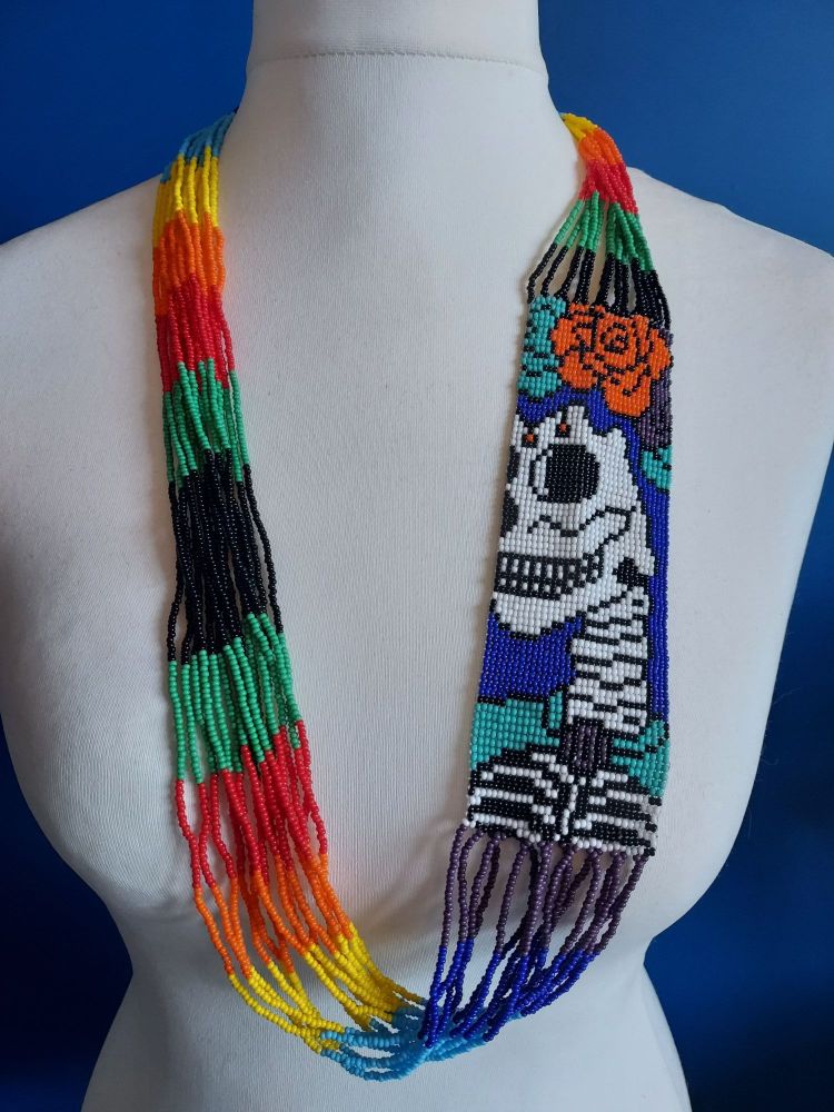 Day of the Dead Skull Beaded Necklace - 1