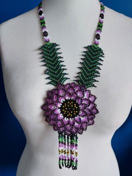Beaded  Flower Necklace - Design 7