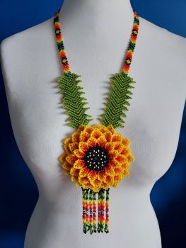 Beaded  Flower Necklace - Design 8