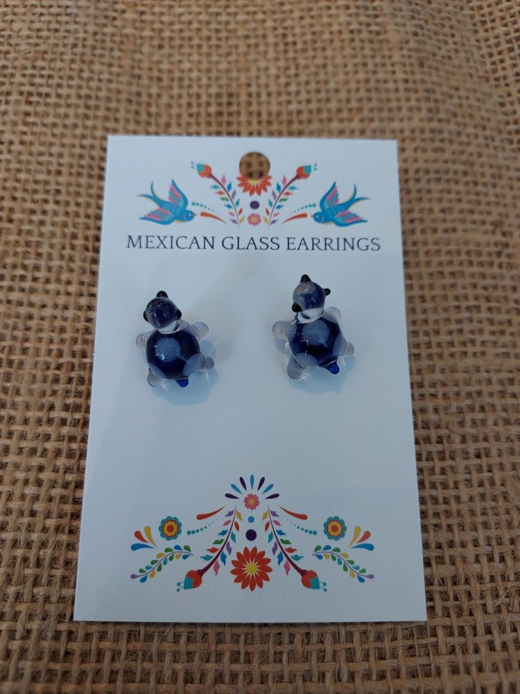 Glass Earrings - Purple/Blue Turtle